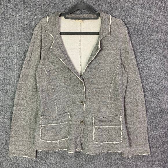 Eileen Fisher Double Layer Ripple‎ Knit Notch Collar Jacket SZ Small - Picture 1 of 8